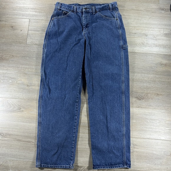 Dickies Carpenter Jeans Mens 34x32(33x31) Blue Wash Denim Workwear Skater Baggy - Picture 2 of 12